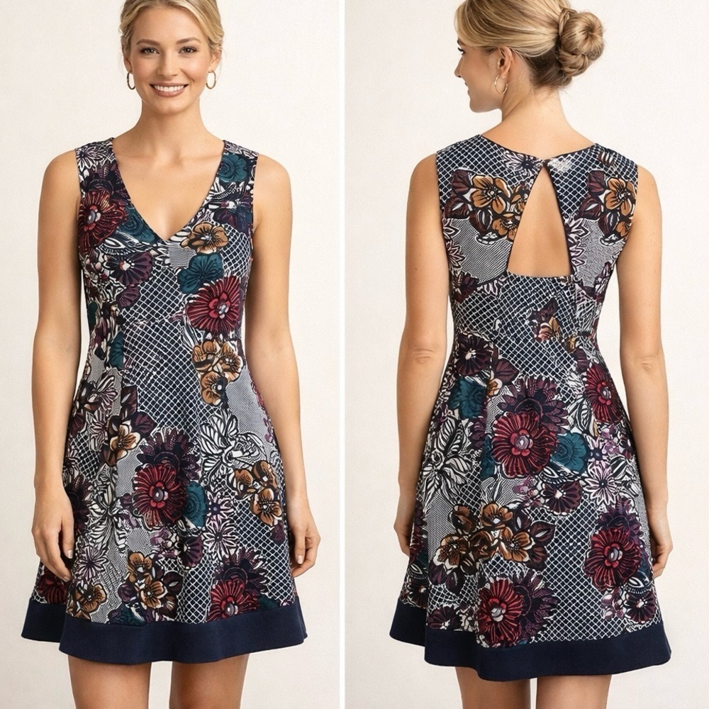 Maeve Anthropologie Fairchild Midi Dress Retro Feminine Pin-up Floral Size Small